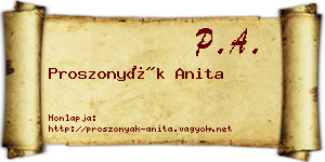 Proszonyák Anita névjegykártya